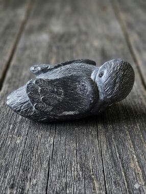 Carved Stone Duckling Figure Gray Natural Elegant Home Decor Duck Neutral Decor